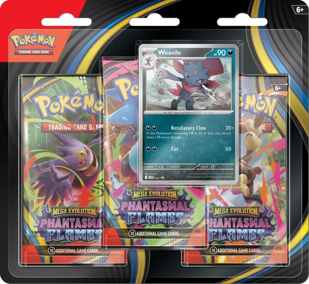 Pokémon: Mega Evolution Phantasmal Flames Weavile - 3-Pack Blister