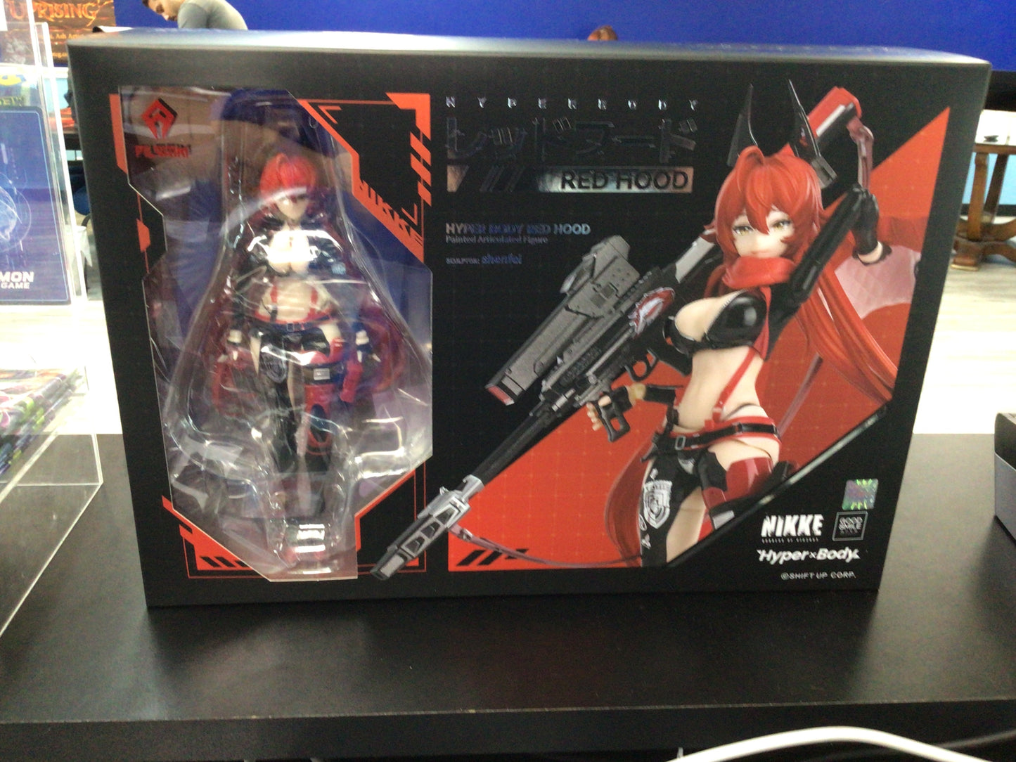 Nike red hood statue
