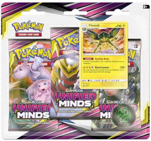 Pokémon: Sun & Moon Unified Minds Vikavolt - 3-Pack Blister